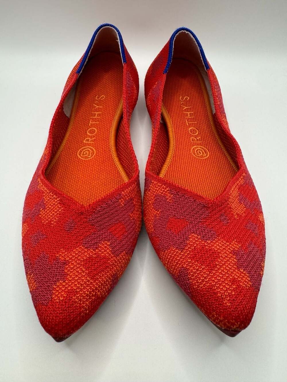Rothy's The Point Red Botanicamo Camo Knit Slip-On Flats 9